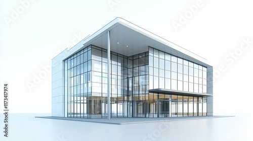 A high detailed 3d model of modern building on white baackground UHD wallpaper