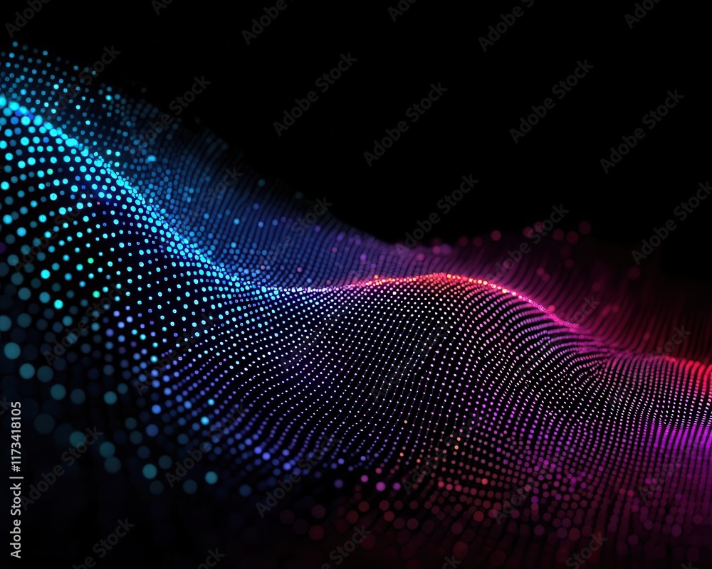 Obraz premium Holographic display of data clusters forming a neural network, AI, big data processing