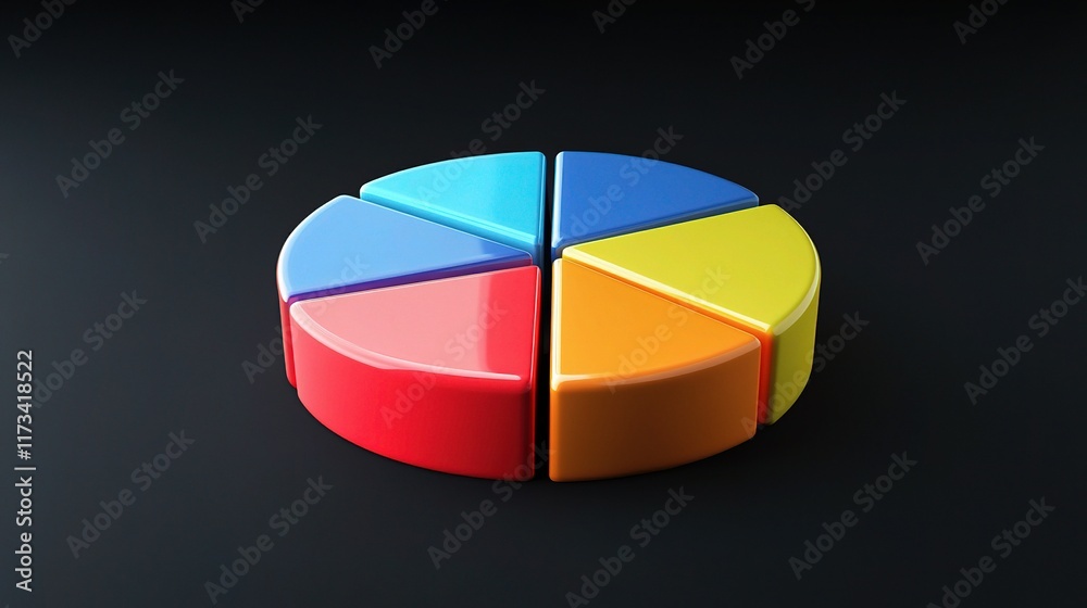 Obraz premium Colorful Pie Chart Segments Representing Business Growth Trends