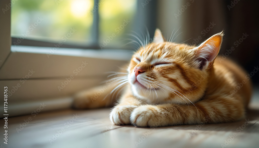Adorable Ginger Kitten Relaxing by the Window Adorable Ginger Kitten Relaxing by the Window