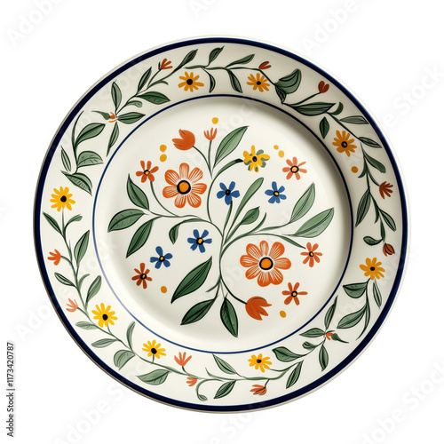 transparent PNG image of Greek Easter Pattern Dessert Plate with spring flowers