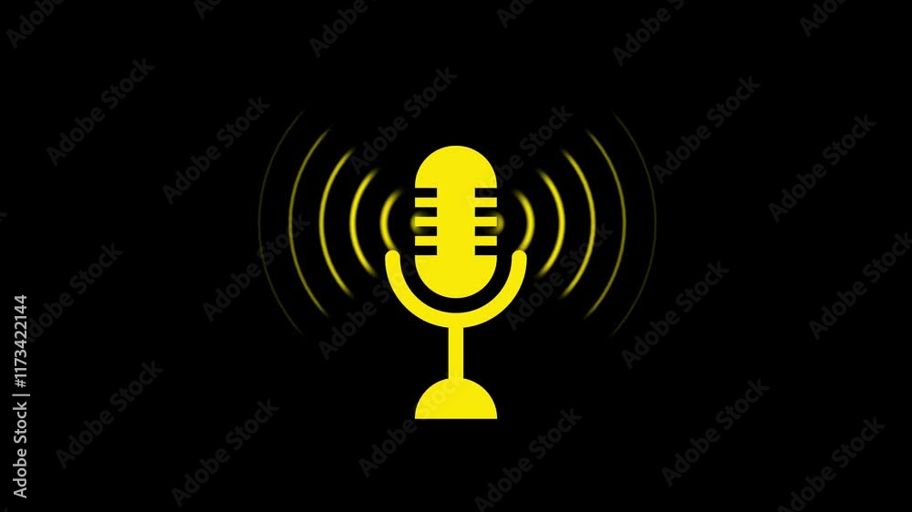 voice recording and podcast mic microphone button icon animation video. Audio microphone icon animation