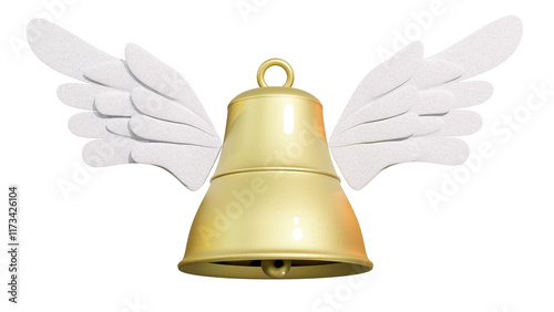 Easter bell isolated, flying from Rome to Netherlands, Belgium or France during Holy Saturday. French Easter, Belgian Easter, dutch Easter. 3D rendering.
