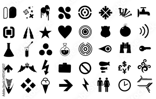 Icons Silhouette Vector Pack graphic drawing illustration for stickers, streetwear, t-shirts, logos, print-on-demand, print, or branding