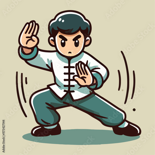 cartoon illustration of a seomeone with kung fu skills
