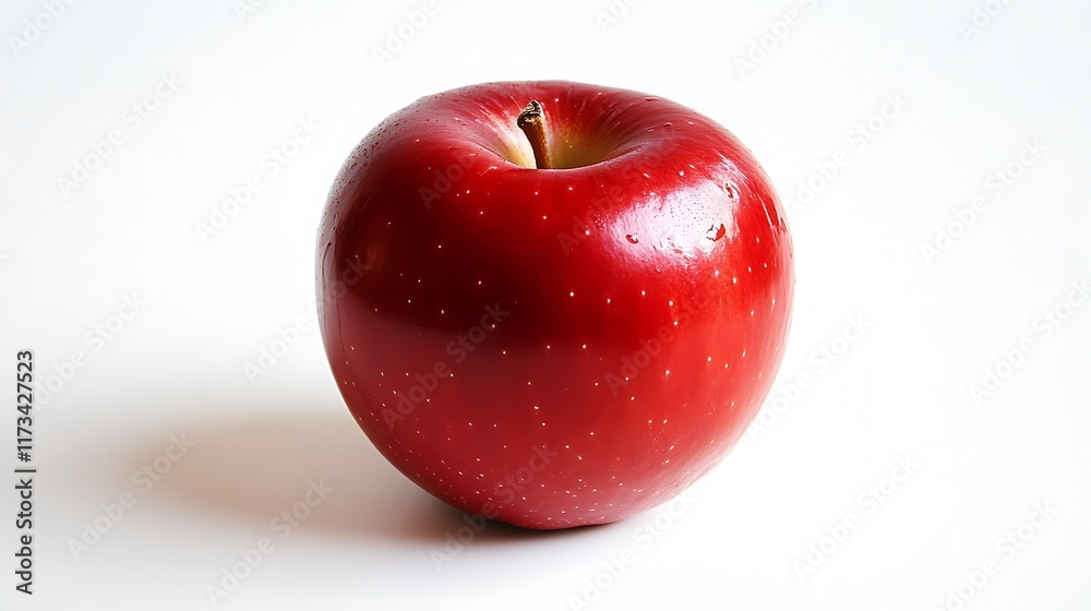 Juicy Red Apple: A single juicy red apple with a glossy skin, placed on a simple white background, highlighting its vibrant color and natural texture Juicy Red Apple: A single juicy red apple with a glossy skin, placed on a simple white background, highlighting its vibrant color and natural texture