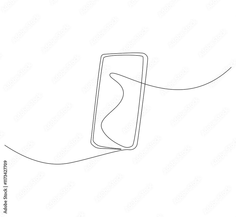 Obraz premium Smartphone continuous line. Continuous one line drawing smartphone. Technology, device concept. Single line drawing