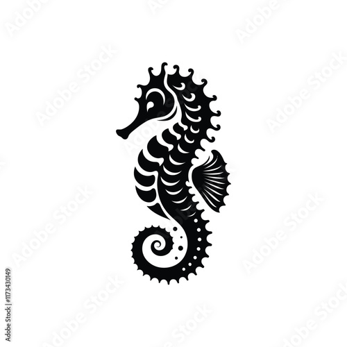 Seahorse Silhouette Icon Design on a White Background