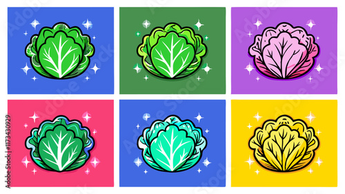 Best Colorful Cabbage Illustrations: Green, Pink, Teal.