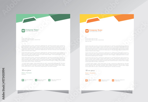 Abstract design letterhead template with A4 size, Blue and Orange colouer business style letter head templates for your project design,