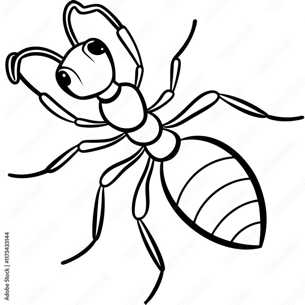 Cute Silhouette of a Ant line art vector cartoon illustration Cute Silhouette of a Ant line art vector cartoon illustration