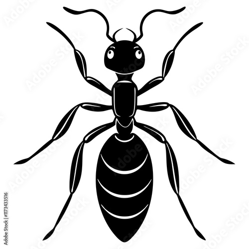 Cute Silhouette of a Ant line art vector cartoon illustration