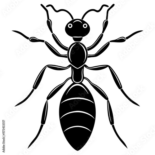 Cute Silhouette of a Ant line art vector cartoon illustration