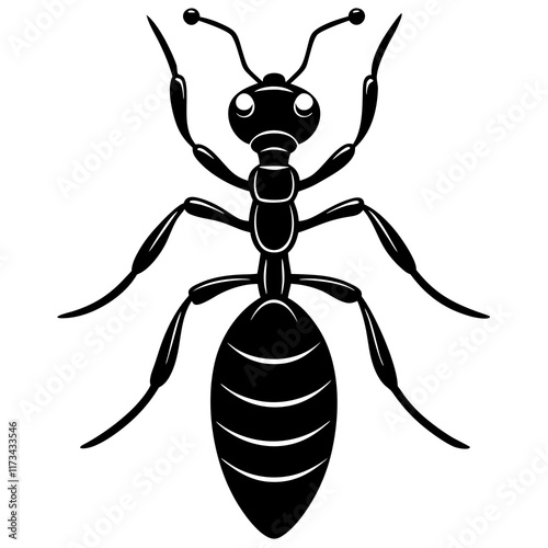 Cute Silhouette of a Ant line art vector cartoon illustration