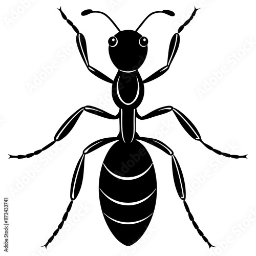 Cute Silhouette of a Ant line art vector cartoon illustration