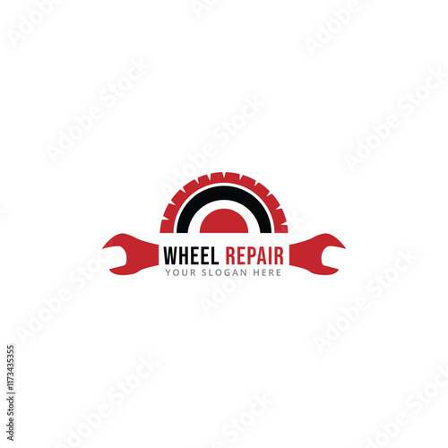 Wheel repair shop logo vector template
