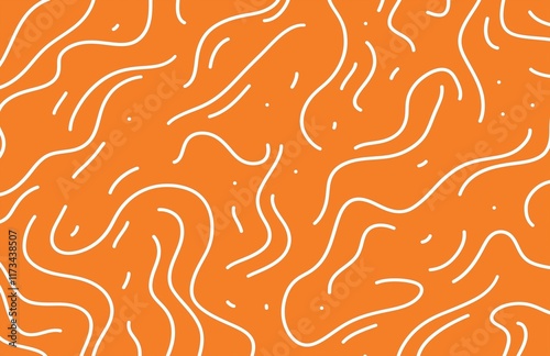 
A simple pattern with an orange background and white lines in the shape of squiggles.