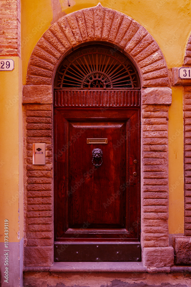 The picturesque door of an Italian vernacular house