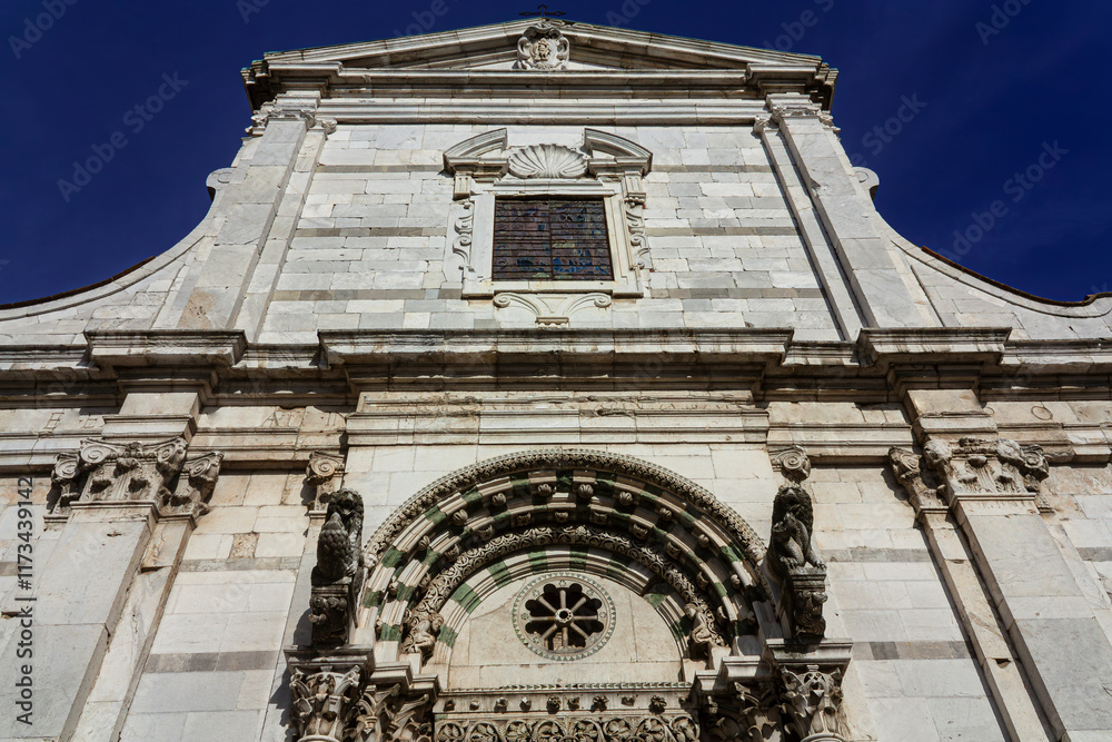 Close up of the facade of a renaissance church