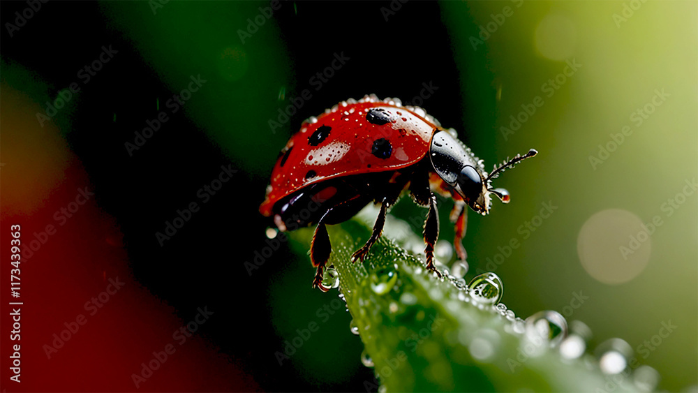 Obraz premium Ladybug - Insect, Bug, Beetle, Nature, Microphotography, Close-up, Detailed, Magnified, High-Resolution, Professional, Focus