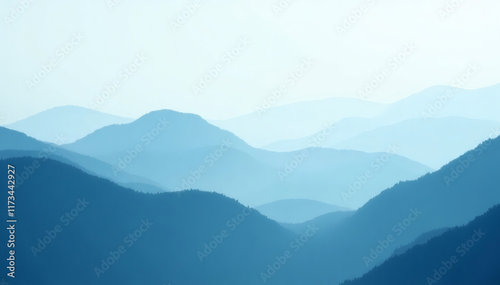 Serene Blue Mountain Horizon with Soft Atmospheric Layers Serene Blue Mountain Horizon with Soft Atmospheric Layers