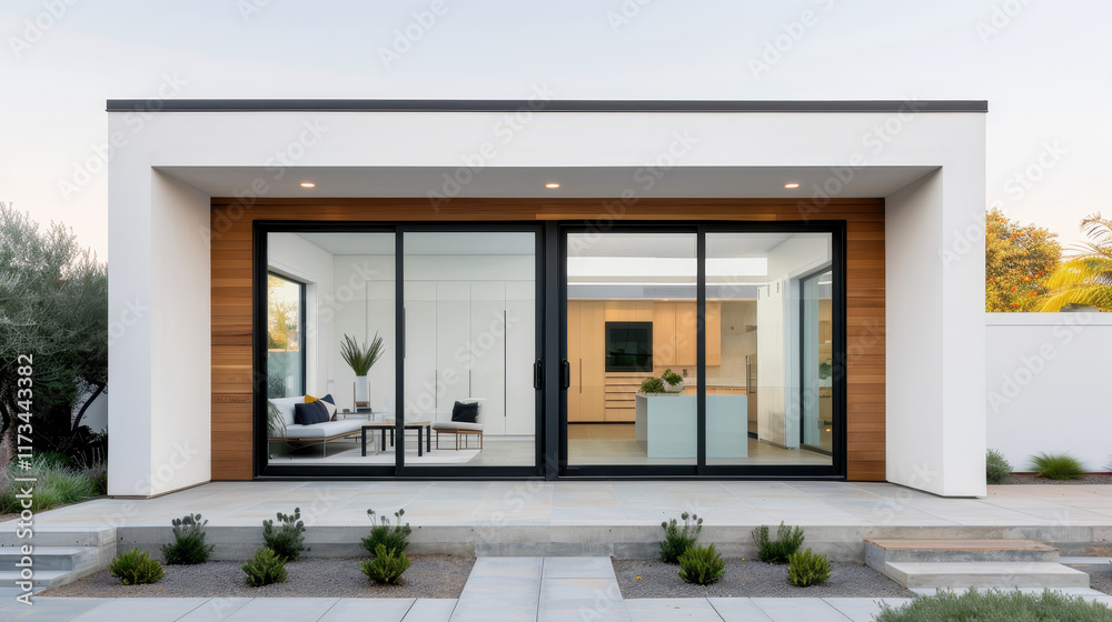 Fototapeta premium Minimalist modern tiny white house