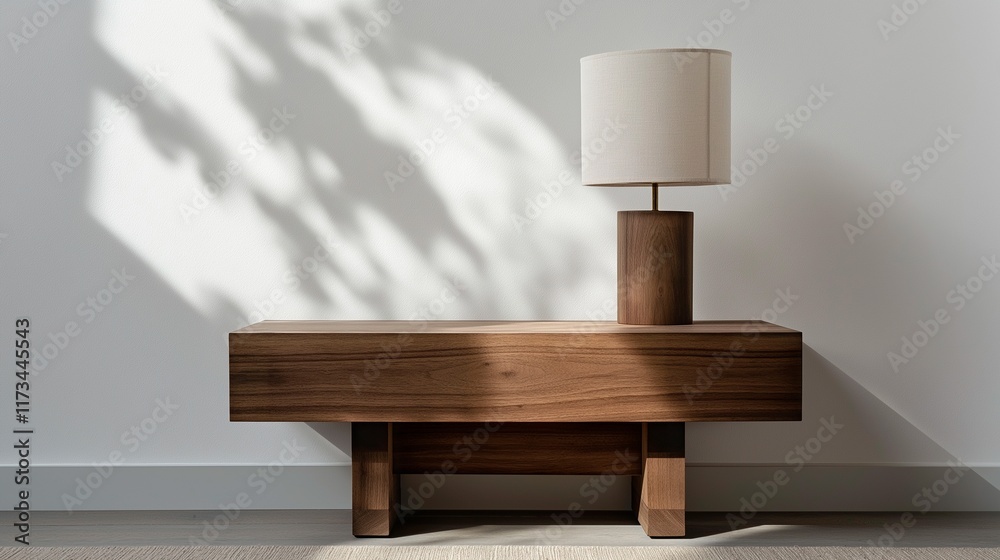 Fototapeta premium vintage wooden lamp on bedside table