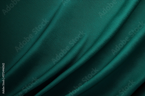 Dark Teal Green Satin Fabric Texture Background with Smooth and Shiny Folds, Abstract Backdrop Featuring Delicate Satin Material, Luxurious and Elegant Look. Generative Ai