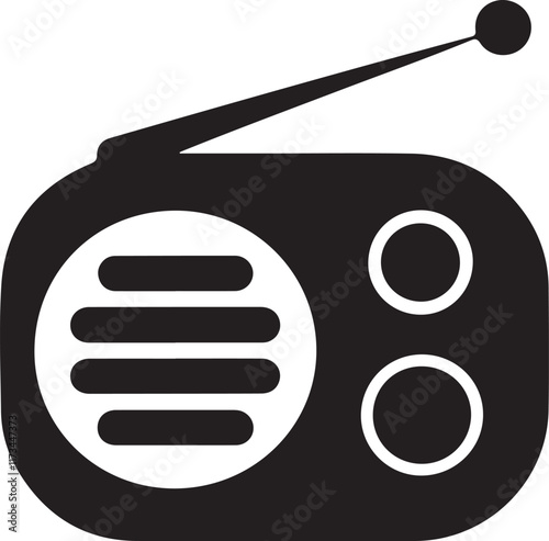 Radio icon silhouette vector style