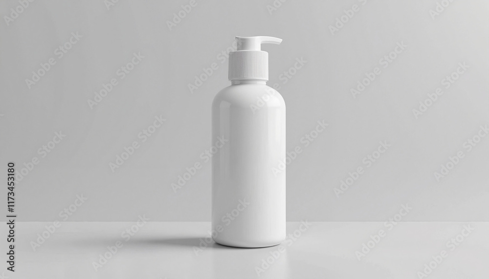 Bottle Mockup with Cap, White cosmetic bottle on plain background Bottle Mockup with Cap, White cosmetic bottle on plain background