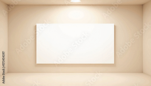 Blank canvas on beige wall in minimalistic interior