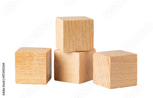 Wooden cubes on transparent background. png file