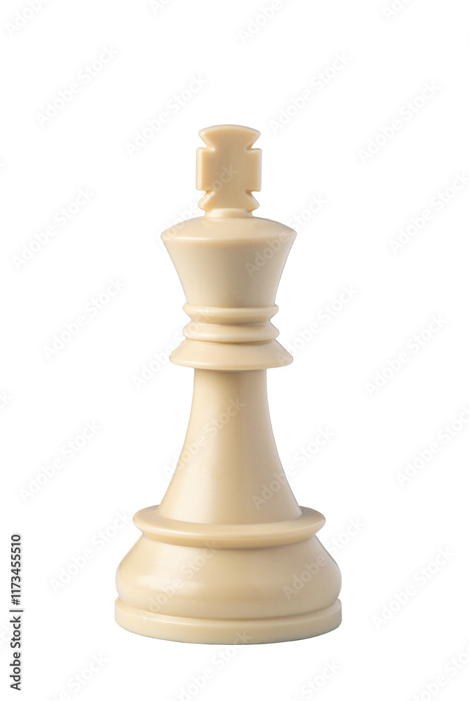 White king chess piece standing on white background White king chess piece standing on white background