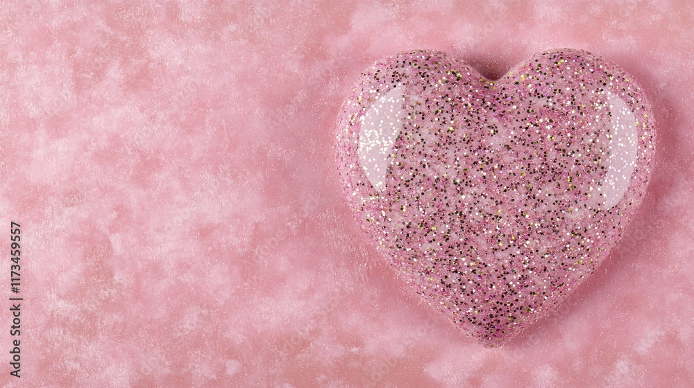Obraz premium Pink Glitter Heart on Sparkling Background Valentines Day