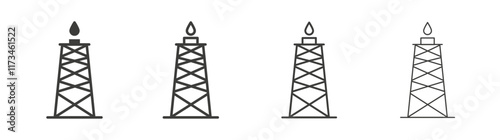 Shale gas rig icon collection for website design, app, UI design.