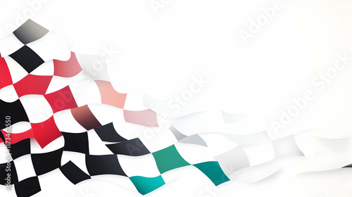 Checkered flag waving, victory celebration, race finish, abstract background, website banner design.