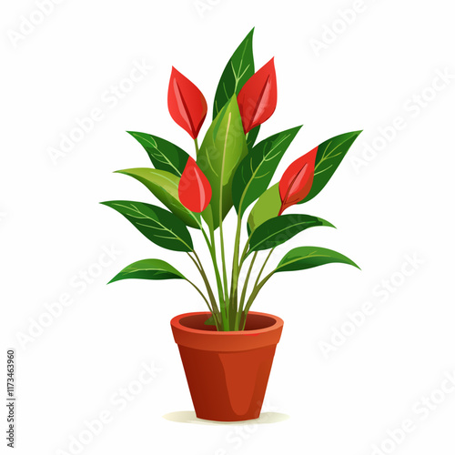 Homemade flower in a pot vector illustration (2)