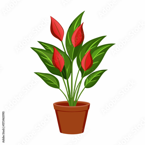 Homemade flower in a pot vector illustration (3)