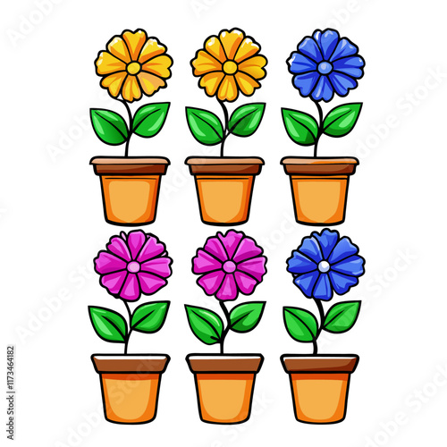 Isolated set of flower in different colors vector illustration (3)