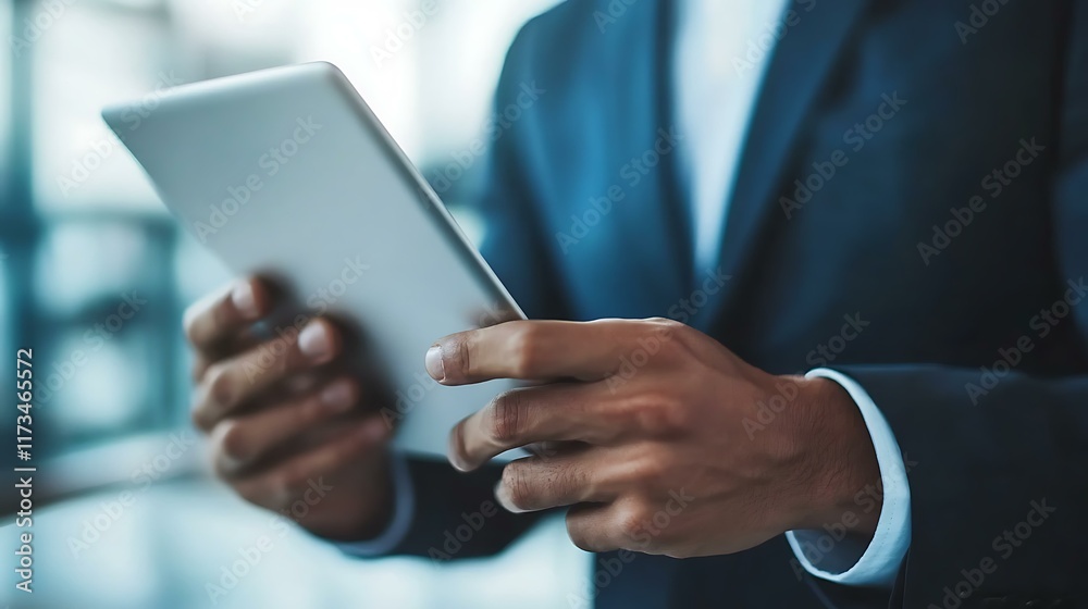 Couple flipping through property listings on a tablet with an agent Couple flipping through property listings on a tablet with an agent
