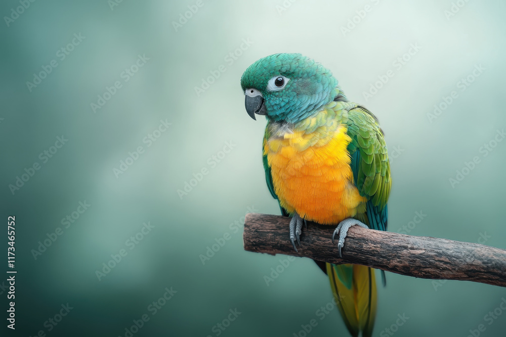 Colorful Parrot with Glitchy Feathers Perched Calmly Colorful Parrot with Glitchy Feathers Perched Calmly