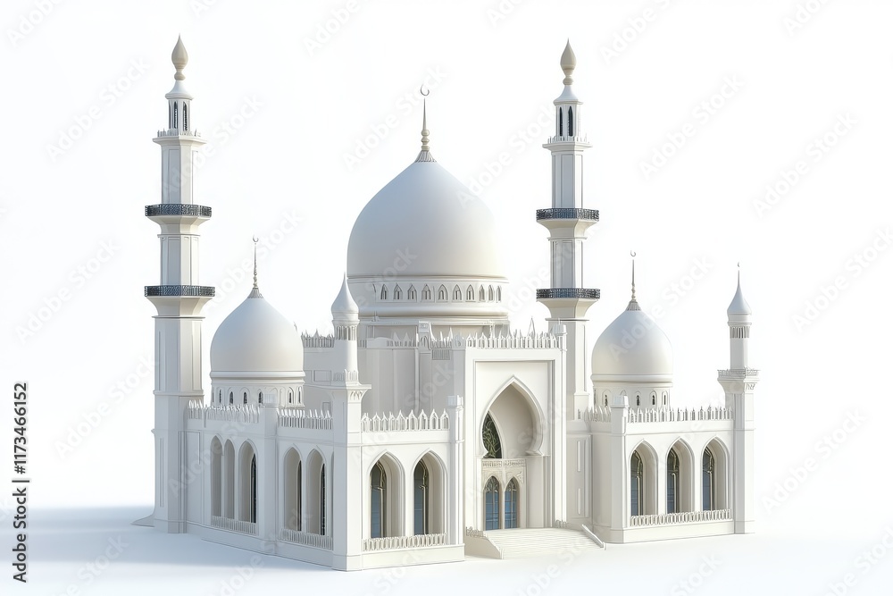 custom made wallpaper toronto digital3D Mosque Model Isolated and White Background