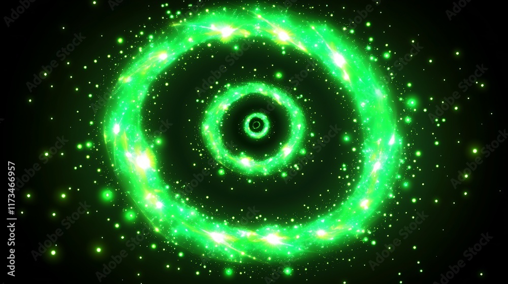 Green Light Concentric Circles Sparkle Abstract Design Green Light Concentric Circles Sparkle Abstract Design