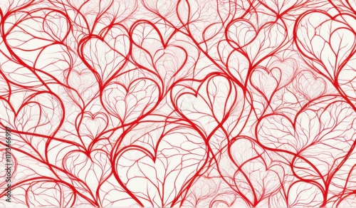 A mesmerizing pattern of hearts arranged in a dynamic