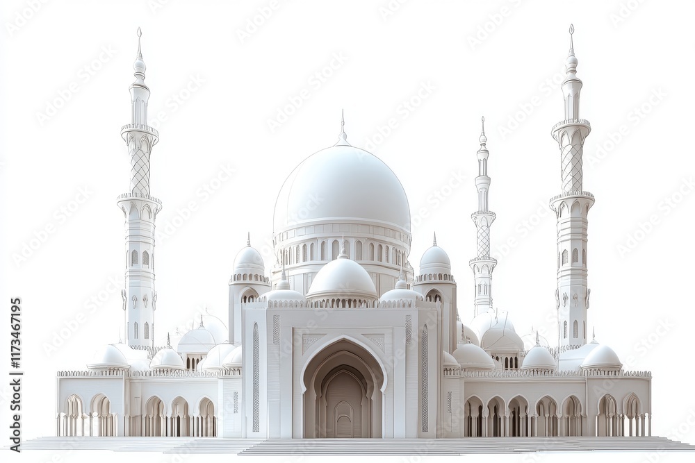Obraz premium 3D Mosque Model Isolated and White Background