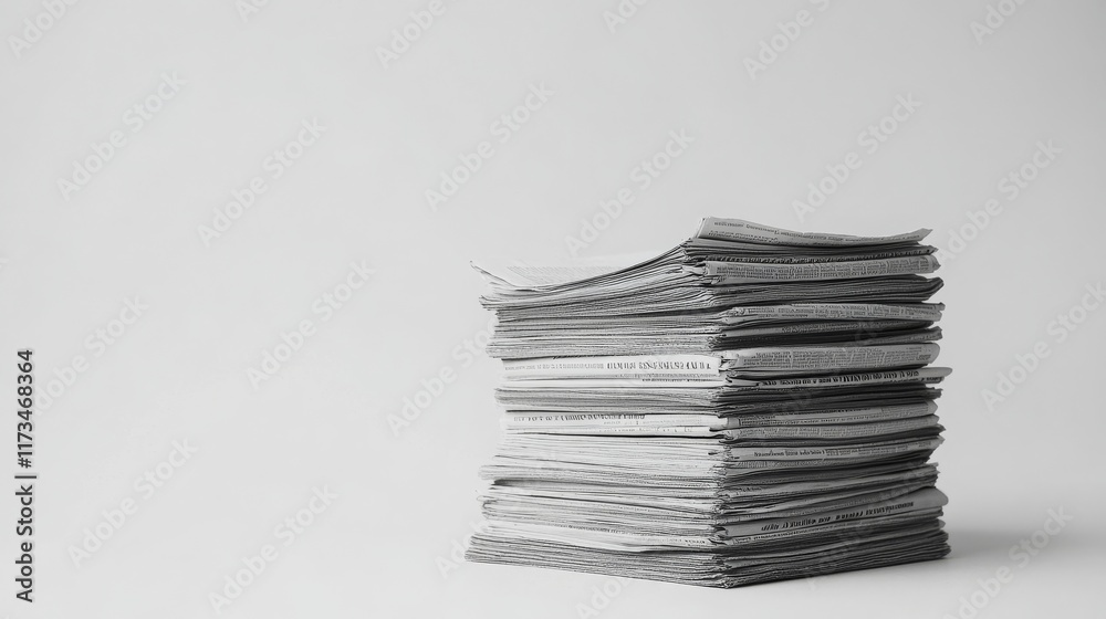 Stack of newspapers on a plain white background Stack of newspapers on a plain white background