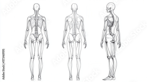 Detailed Black and White Drawing of a Human Body