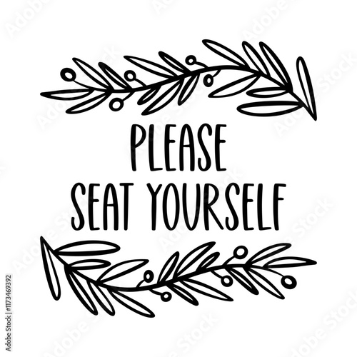 Charming bathroom humor in stylish font, perfect for wall art or digital decor, presented as a professional vector file. please seat yourself quote