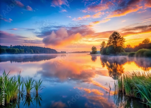 Panoramic View of Lippesee Lake near Paderborn, Germany: Calm Waters, Scenic Landscape photo