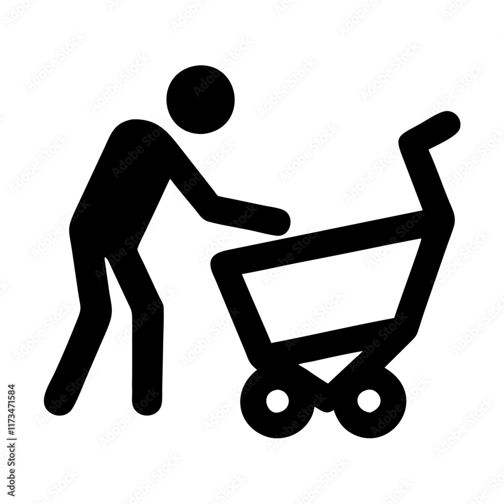 Minimalist Icon of a Person Pushing a Wheelbarrow Minimalist Icon of a Person Pushing a Wheelbarrow